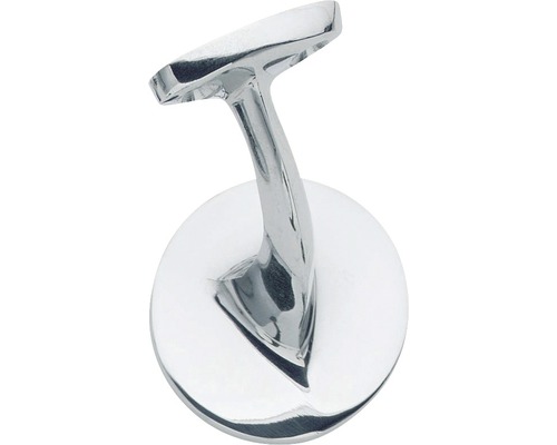 Chroom leuningdrager, rond, plat gebogen, met draadstang