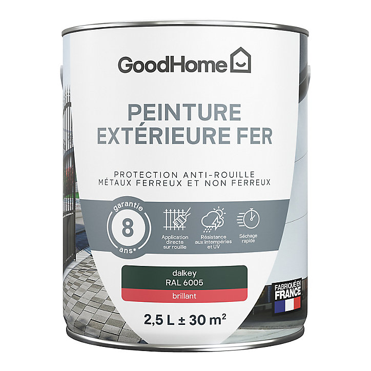 Peinture extérieure métal GoodHome Dalkey vert RAL 6005 brillant 2.5L