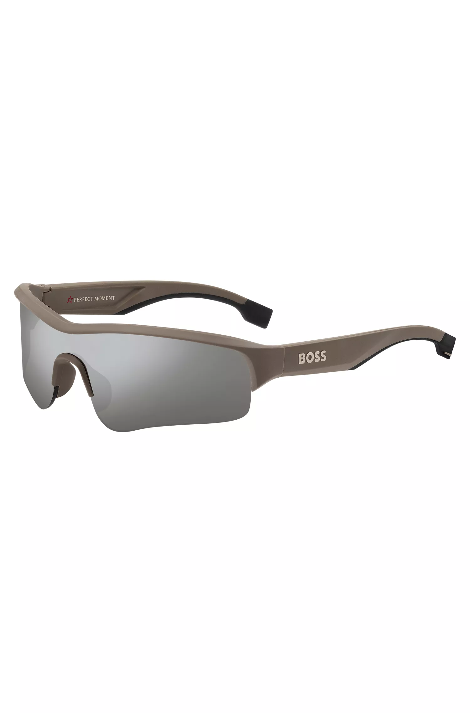 Óculos de sol espelhados BOSS Black-BOSS x Perfect Moment unissex com hastes personalizadas.