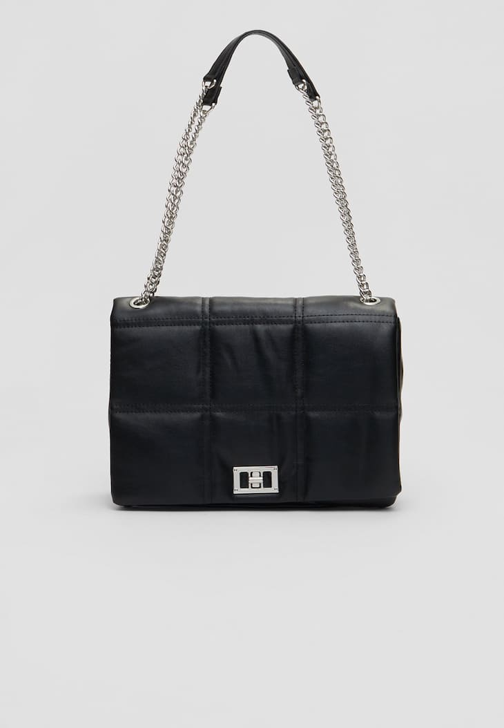 Bolsa transversal acolchoada com fecho grande