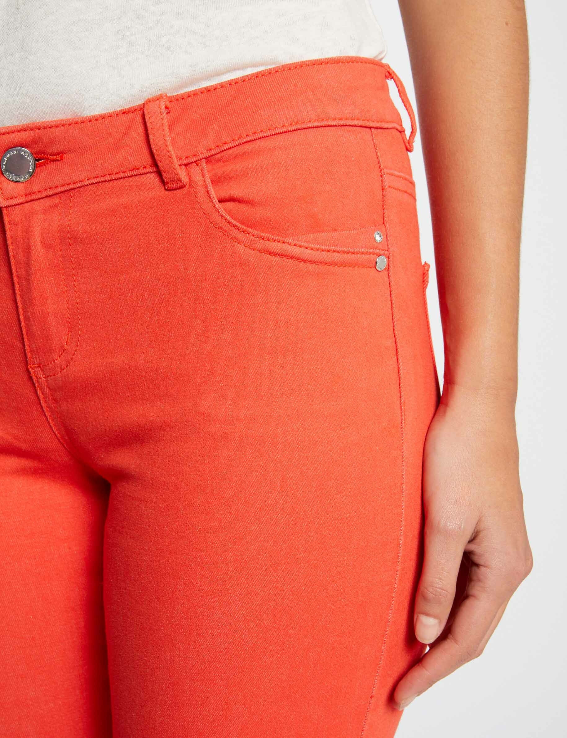 Jeans skinny taille basse orange femme - orange