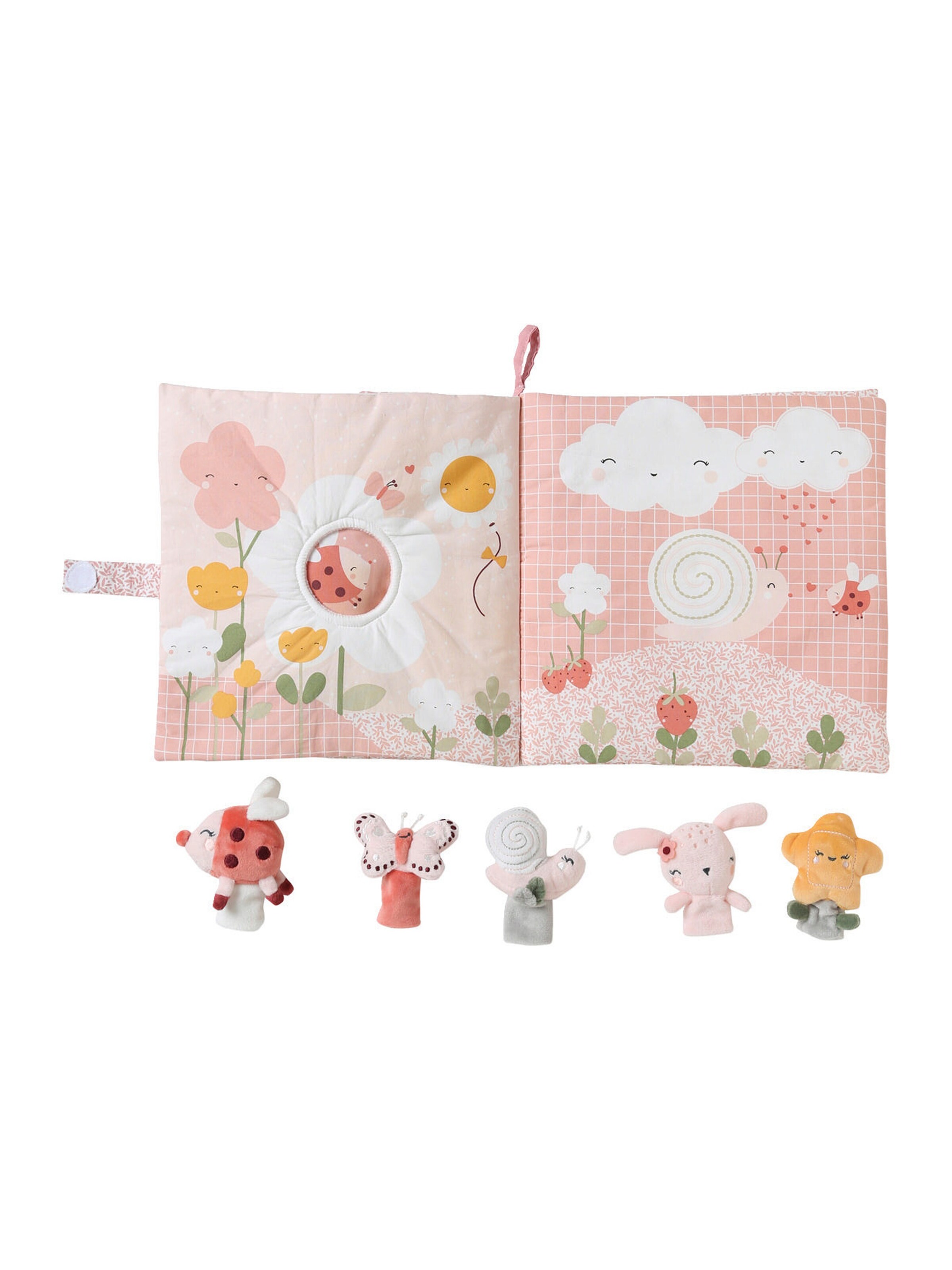 Vertbaudet Baby Stoffbuch mit Plüschtieren ROSA WELT mehrfarbig