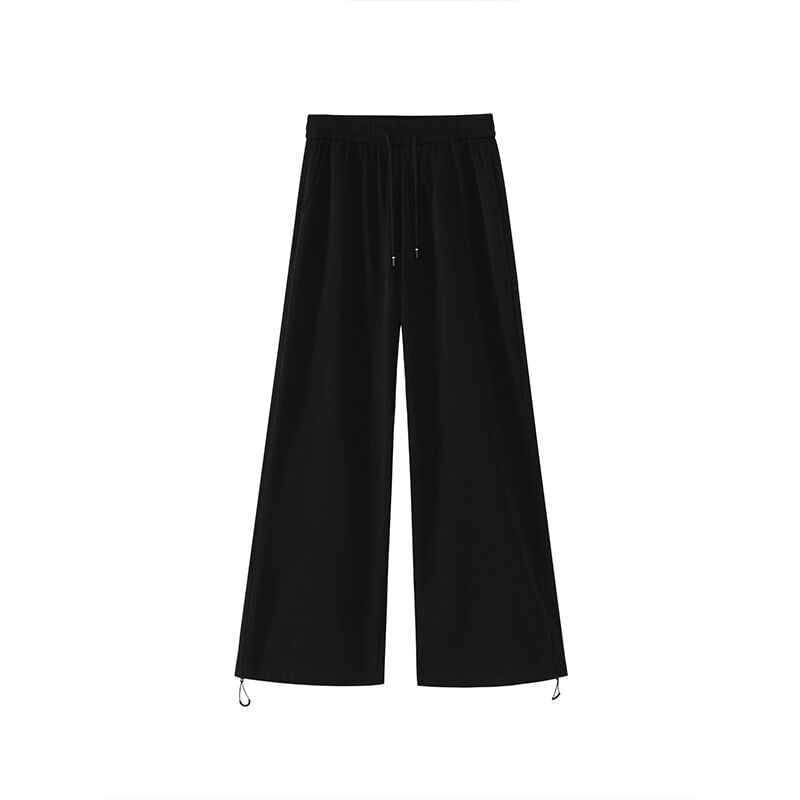 Kimeya - Effen broek met wijde pijpen en trekkoord in de taille