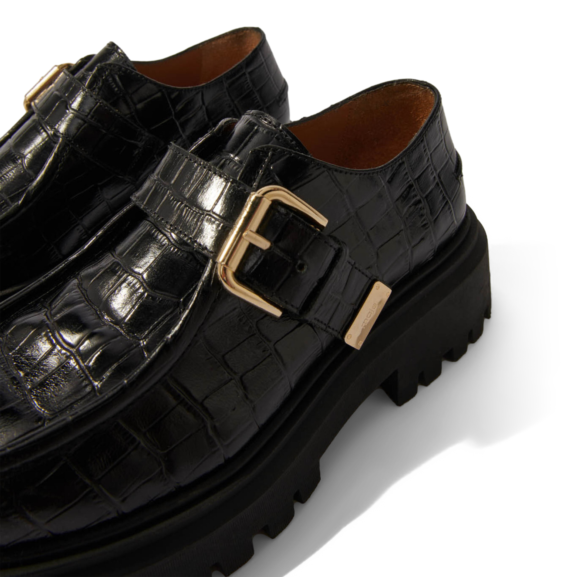 Mocassins derbies en cuir croco | Noir