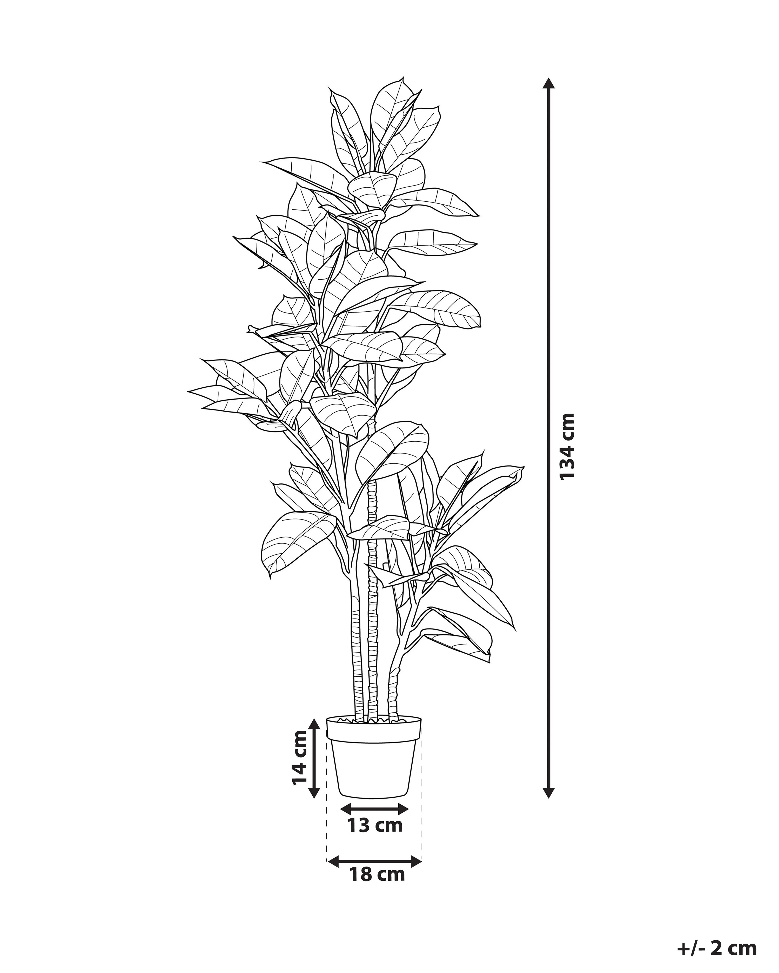 Kunstplant FICUS ELASTICA 134 cm Groen