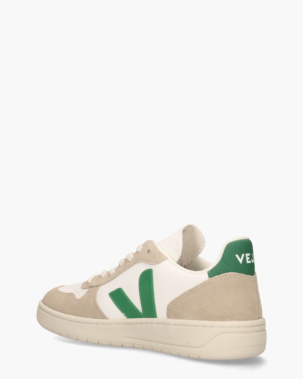 Veja V-10 Chromefree Leather Wit/Groen/Beige Herensneakers