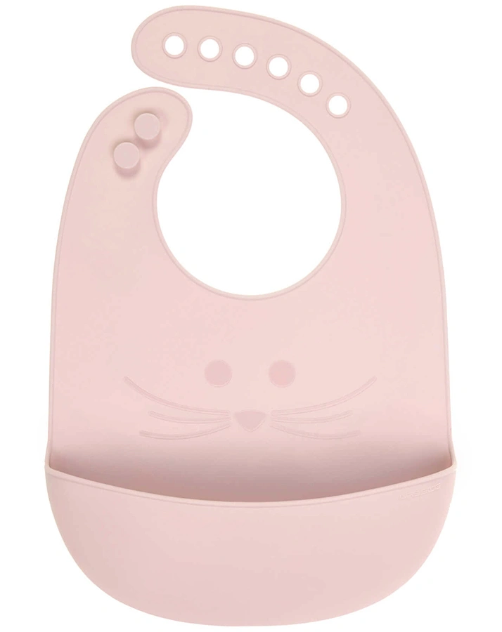 Silikon-Lätzchen LITTLE CHUMS – MOUSE mit Auffangschale in rosa