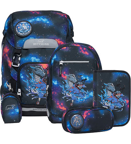 Beckmann Schulranzen-Set - Classic+ - Ninja-Elemente - Schwarz