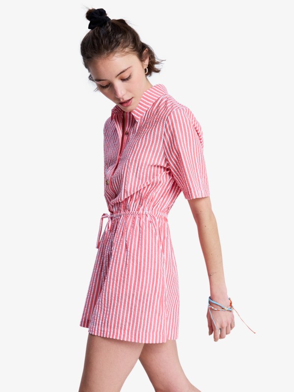 Real Tomorrow Stripe Combinaison courte avec col Rouge Femme