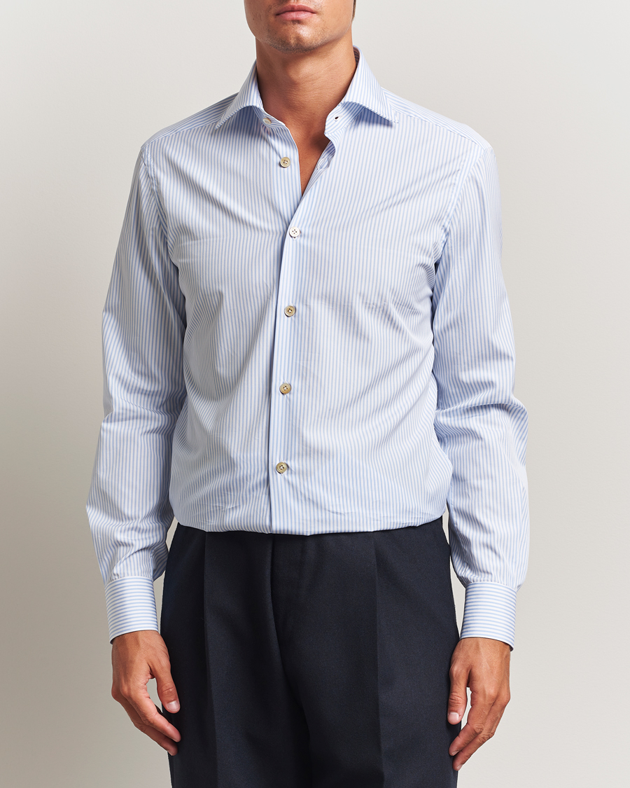 Kiton Cotton Dress Shirt Light Blue Stripe
