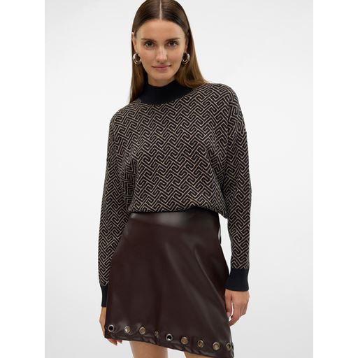 Vero Moda Aria Art Striktrøje, Black, XL