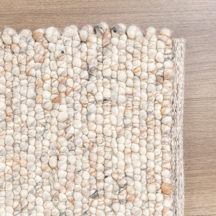 Wollen vloerkleed - Oliver Beige | Bolletjes vloerkleed