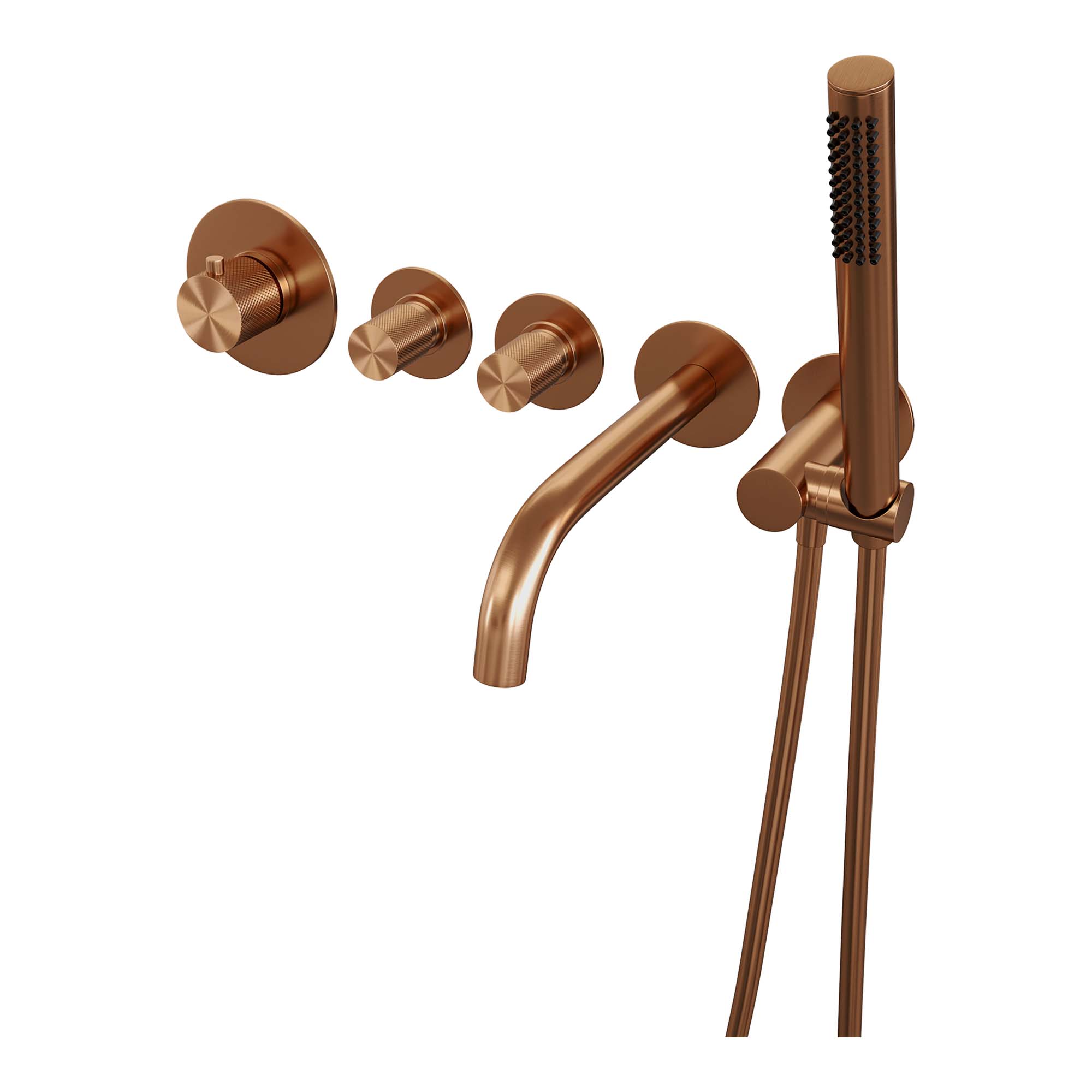 Brauer Copper Carving inbouw badkraan met staafhanddouche geborsteld koper PVD