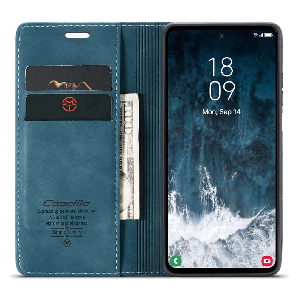 Samsung Galaxy S23 FE Leder Tasche Flip Wallet Etui mit Kartenfächern - Blaugrün