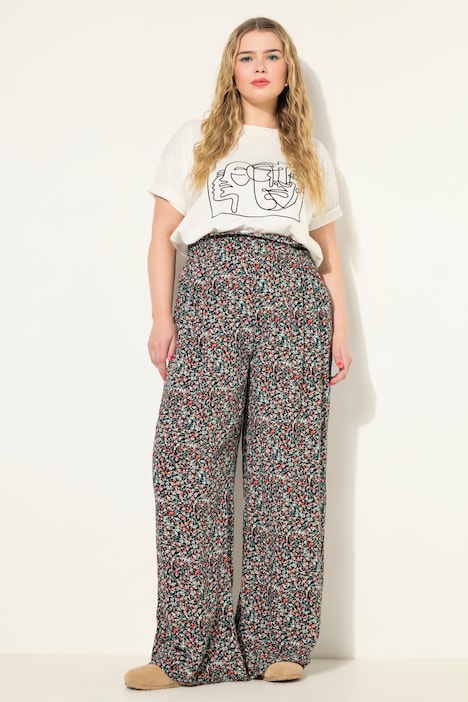 Hose, Wide Legs, High Waist, Millefleur-Print