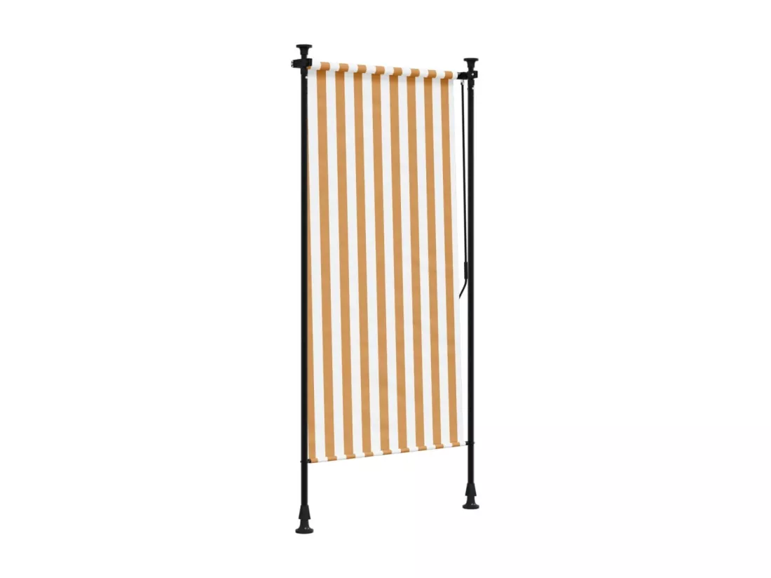 Store roulant d'extérieur orange et blanc 120x270cm tissu acier