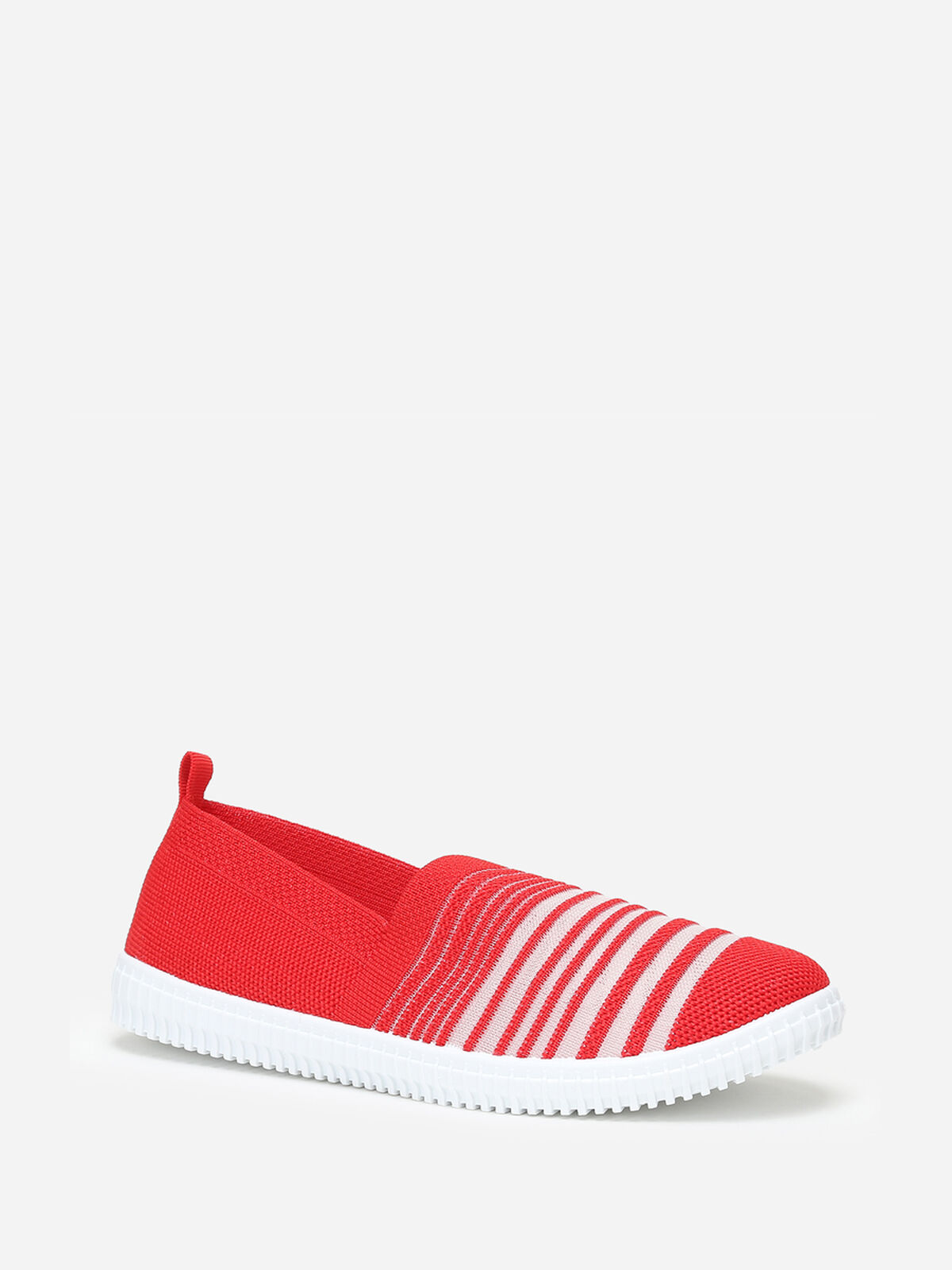 Slip-on en maille et effet transparent- Rouge