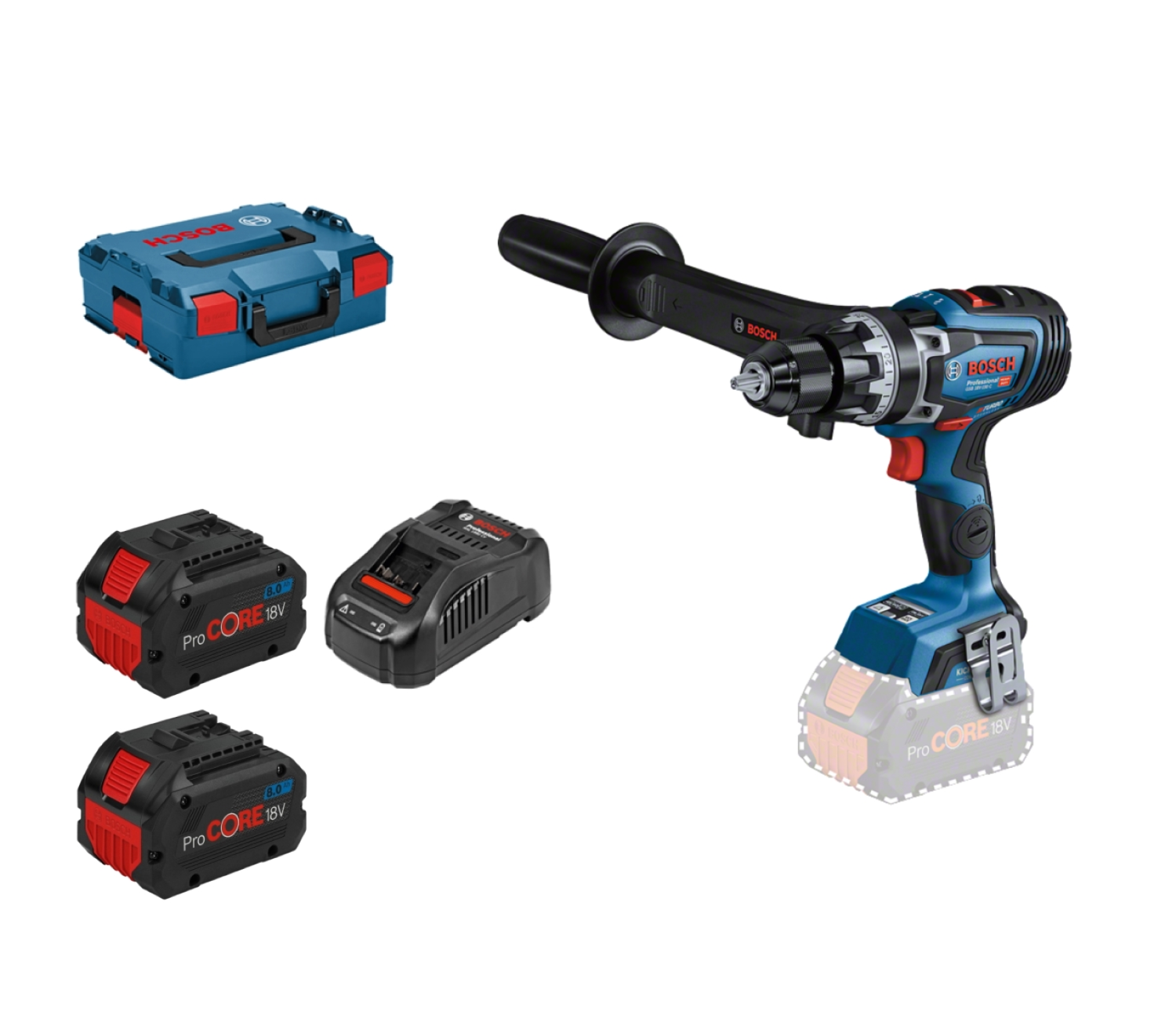 Bosch GSB 18V-150 C 18V Li-Ion accu BiTurbo schroefklopboormachine set (2x 8,0Ah) in L-Boxx - 150Nm - koolborstelloos