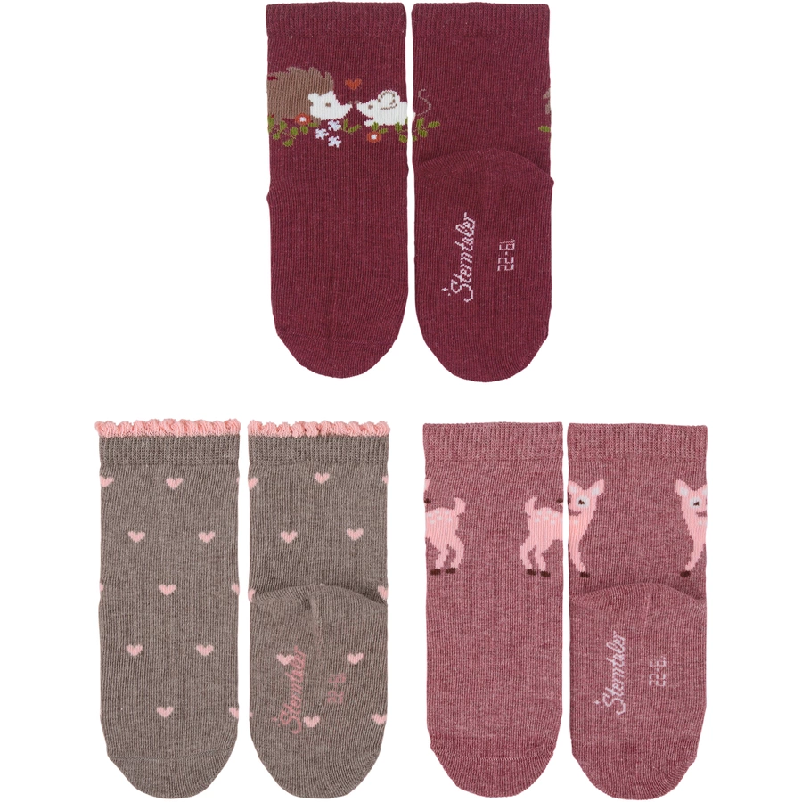 Sterntaler Baby-Söckchen 3er-Pack Igel dunkelrot