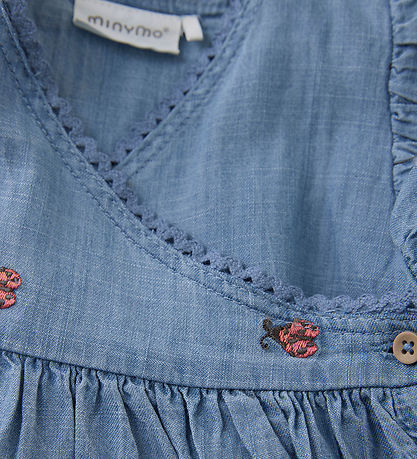 Minymo Kleid - Verwaschener Denim m. Marienkäfer