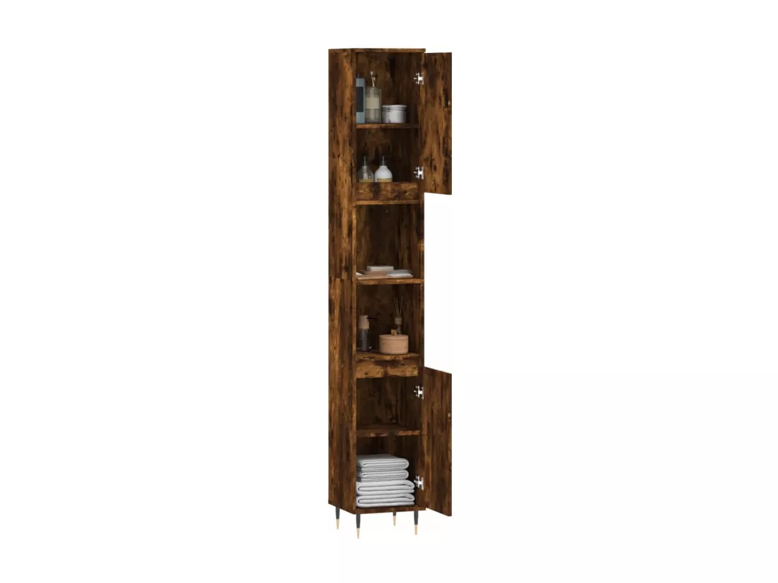 Armoire de bain chêne fumé 30x30x190 cm bois d'ingénierie