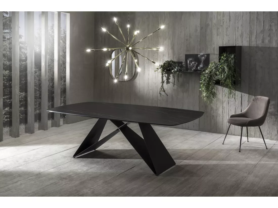 Thanos Table Fixe (220 x 110 cm) en Céramique Noire