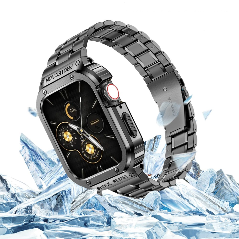 Apple Watch (45 mm / 44 mm) Klassisches Edelstahl Armband   Bumper Case - Grau