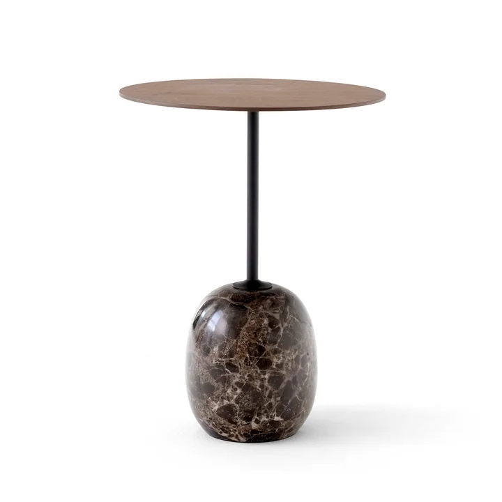 &Tradition - Lato Beistelltisch rund Ø 40 cm, H 50 cm, Walnuss / Emparador Marmor