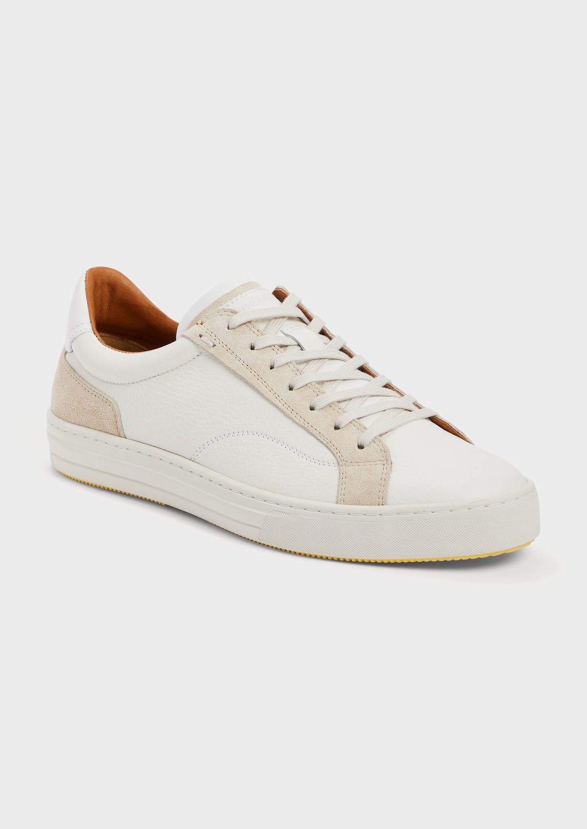 Baskets basses en cuir blanc et cuir nubuck écru
