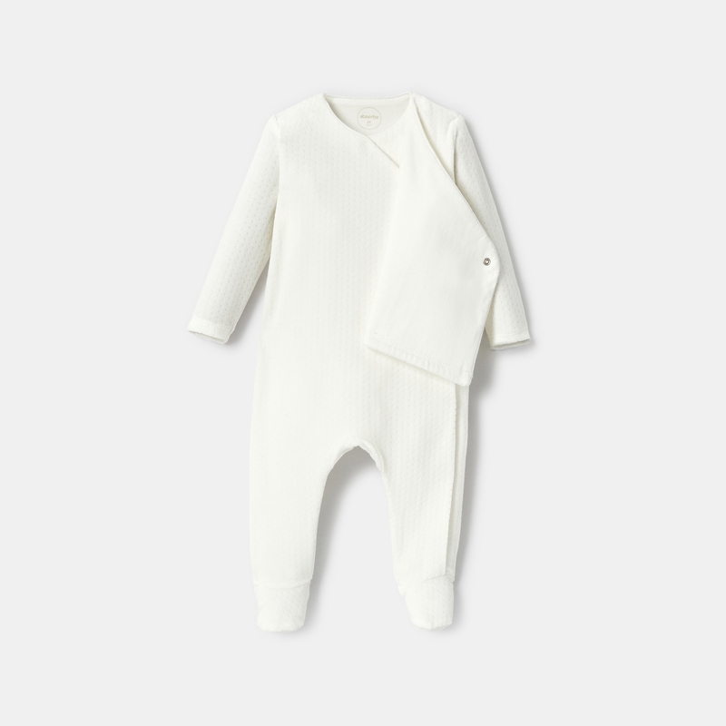 Pyjama cache-cœur en velours blanc naissance Absorba