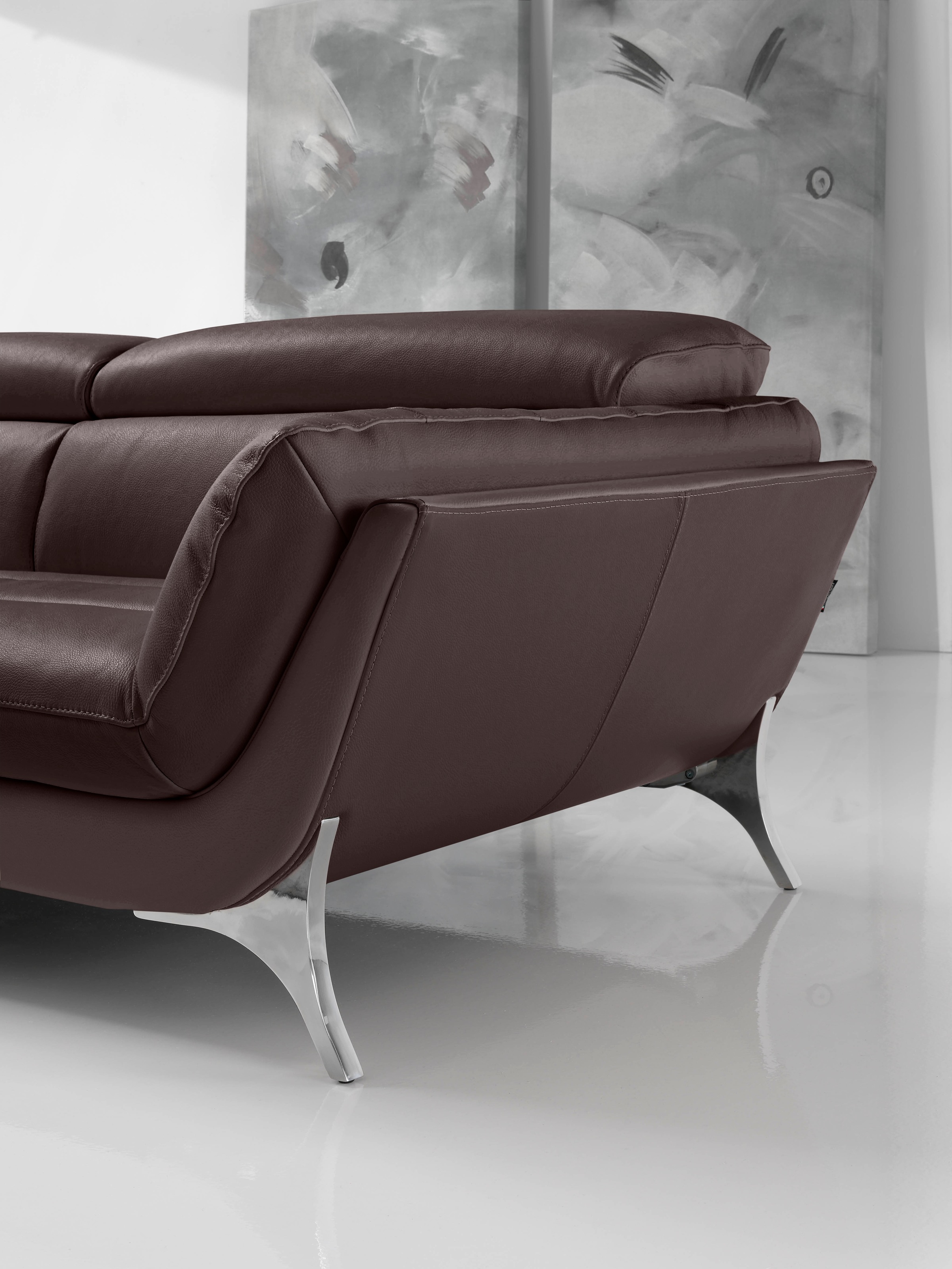 Egoitaliano Polstergarnitur »Sueli« Set,  bestehend aus Sofa und Recamiere, Kopfteilverstellung, Bezug Leder