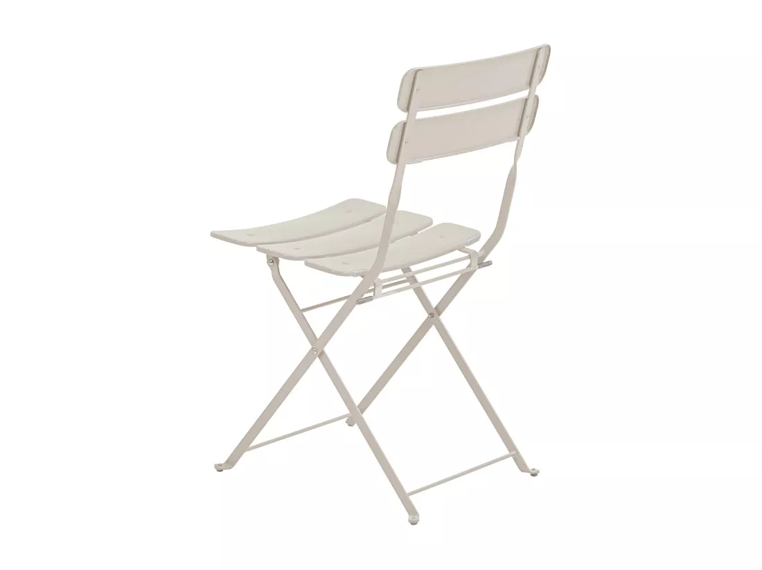 Table de terrasse ronde pliante et 2 chaises pliantes beige clair