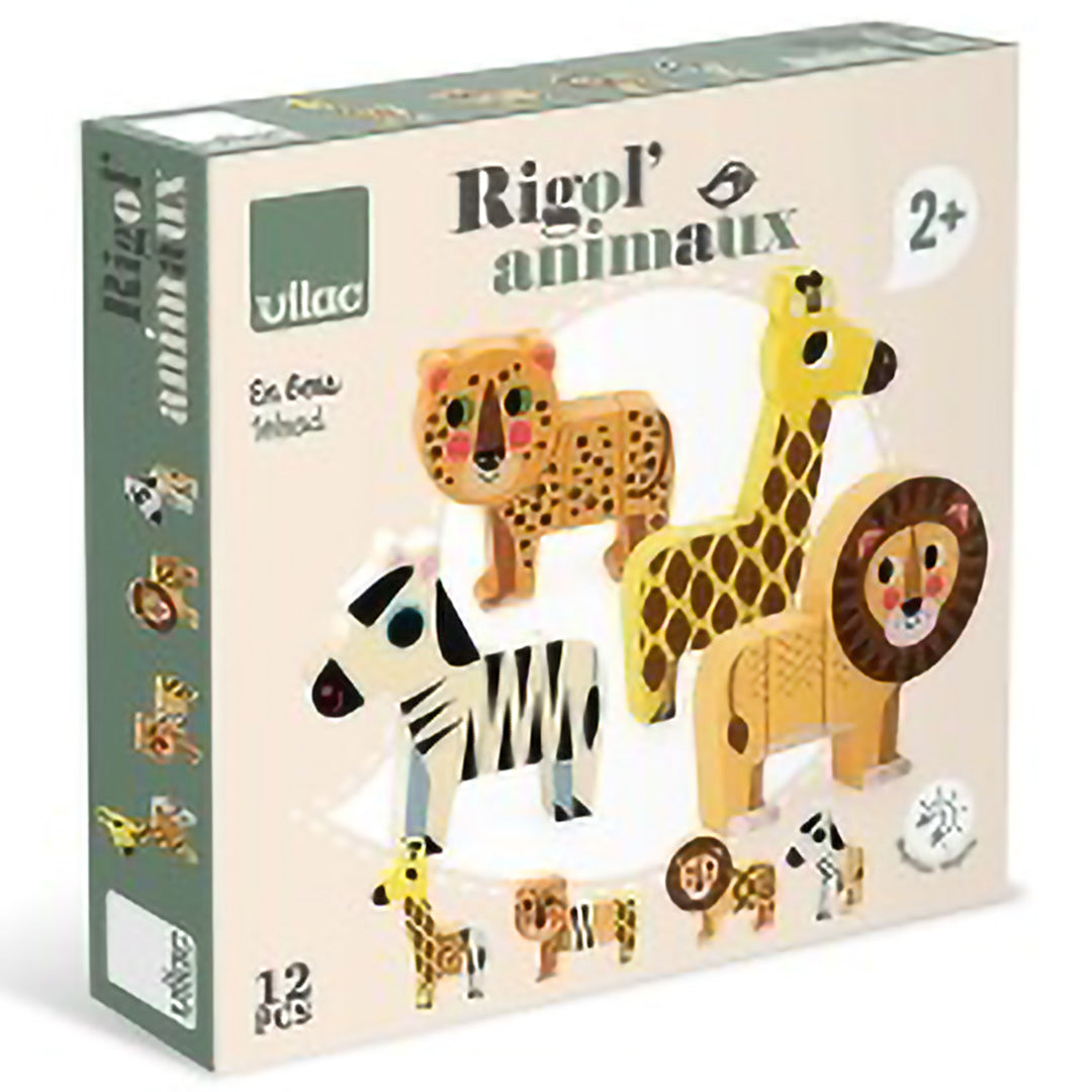 vilac puzzel grappige dieren - savanne - 4x3st