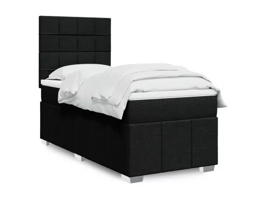 Sommier à lattes de lit avec matelas Noir 90x190 cm Tissu