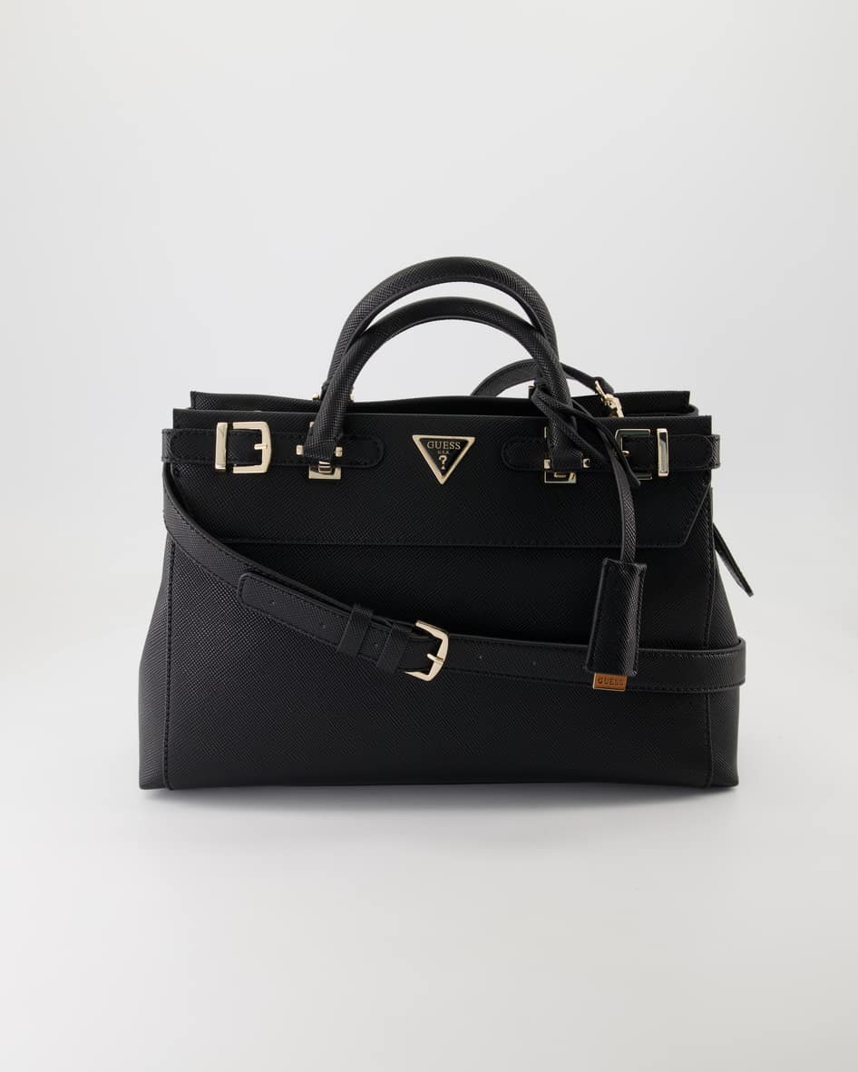 Guess Levante Luxury Satchel Handtasche in Schwarz
