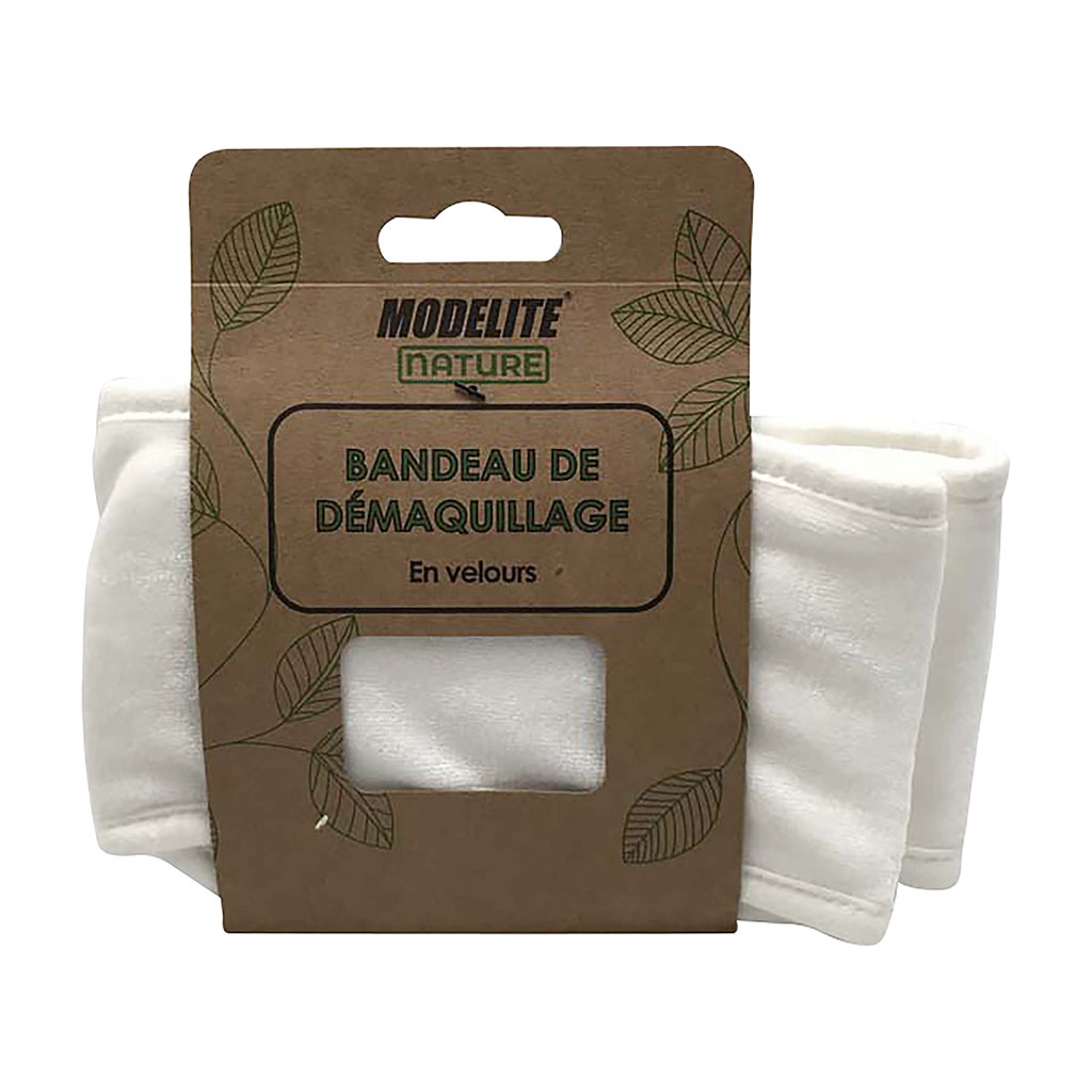 Bandeau de démaquillage bambou et coton 17x13x3.5cm