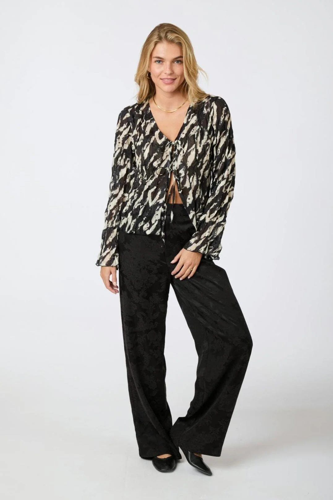 Neo Noir Indy Distressed Zebra Blouse