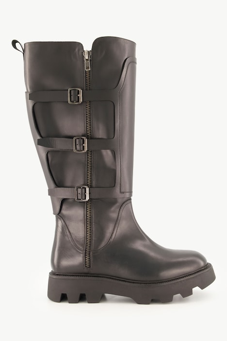Leder-Bikerstiefel, XL-Schaft, Weite H