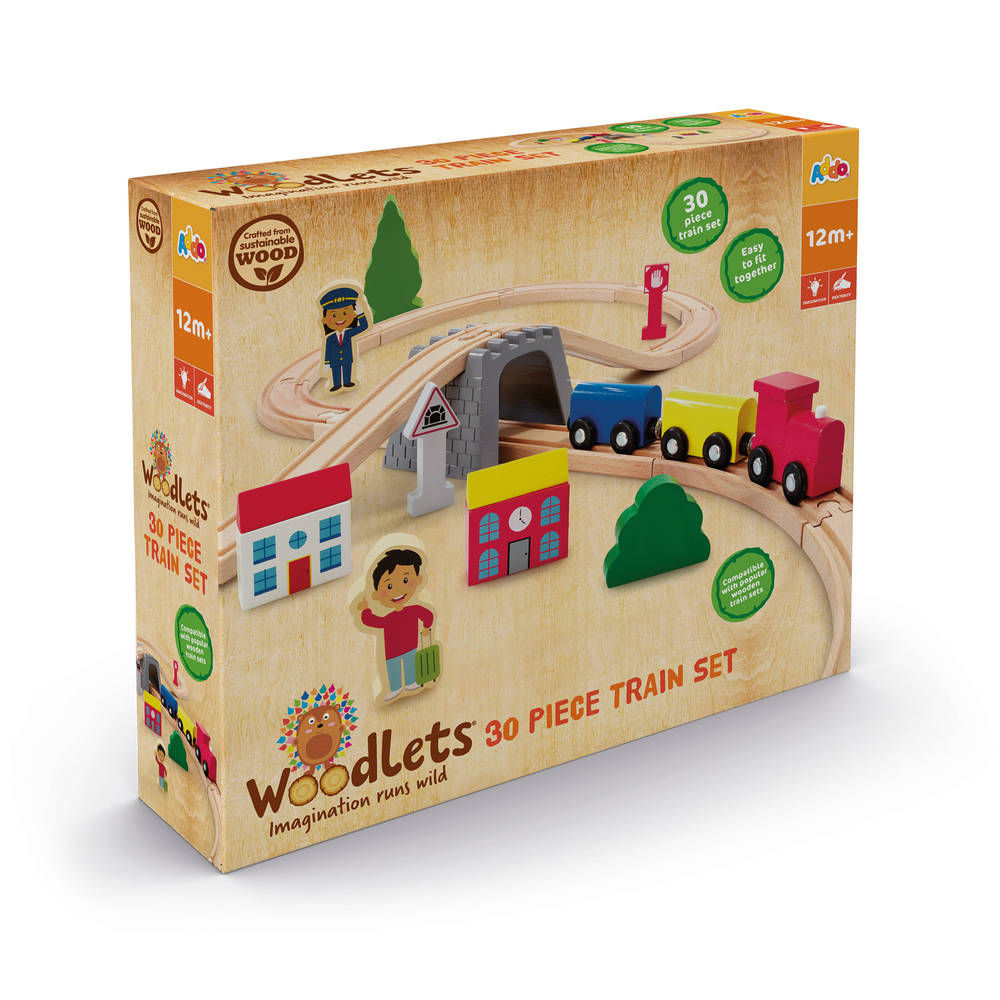 Woodlets treinset 30-delig