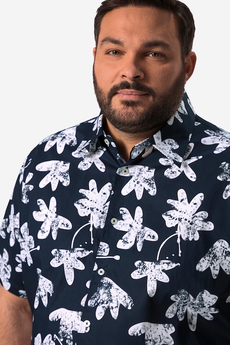 Men+ Hemd, Halbarm, Kentkragen, floraler Print, bis 8 XL
