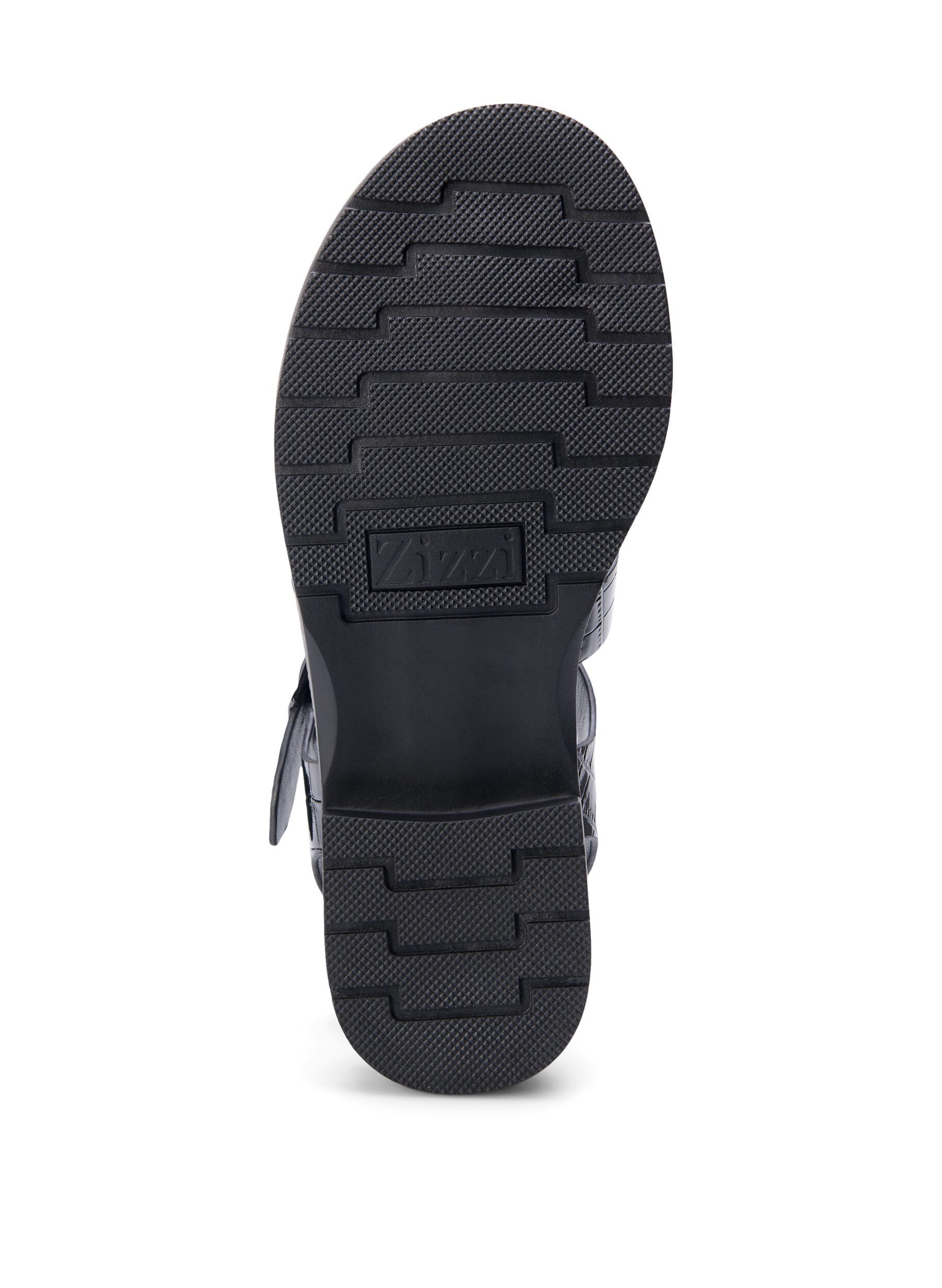 Wide fit - Sandal i shiny croco læder