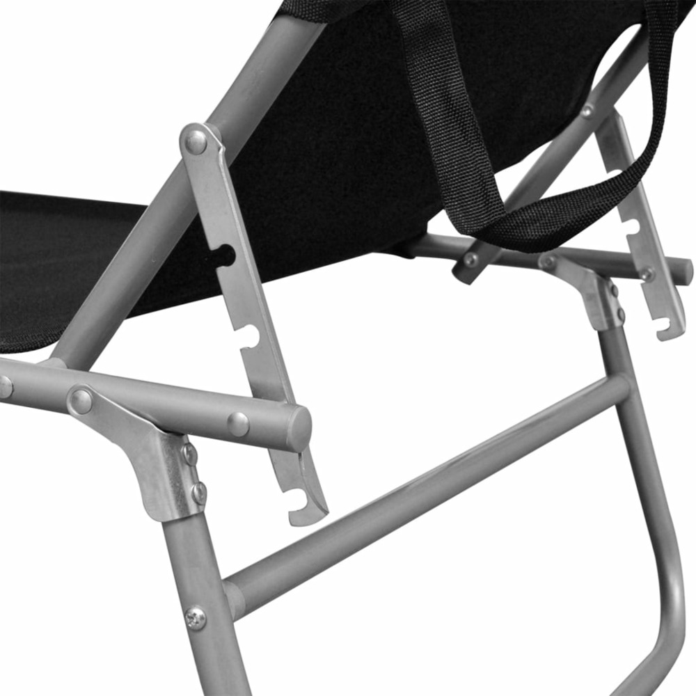 Transat chaise longue bain de soleil lit de jardin terrasse meuble d'extérieur pliable avec auvent noir aluminium