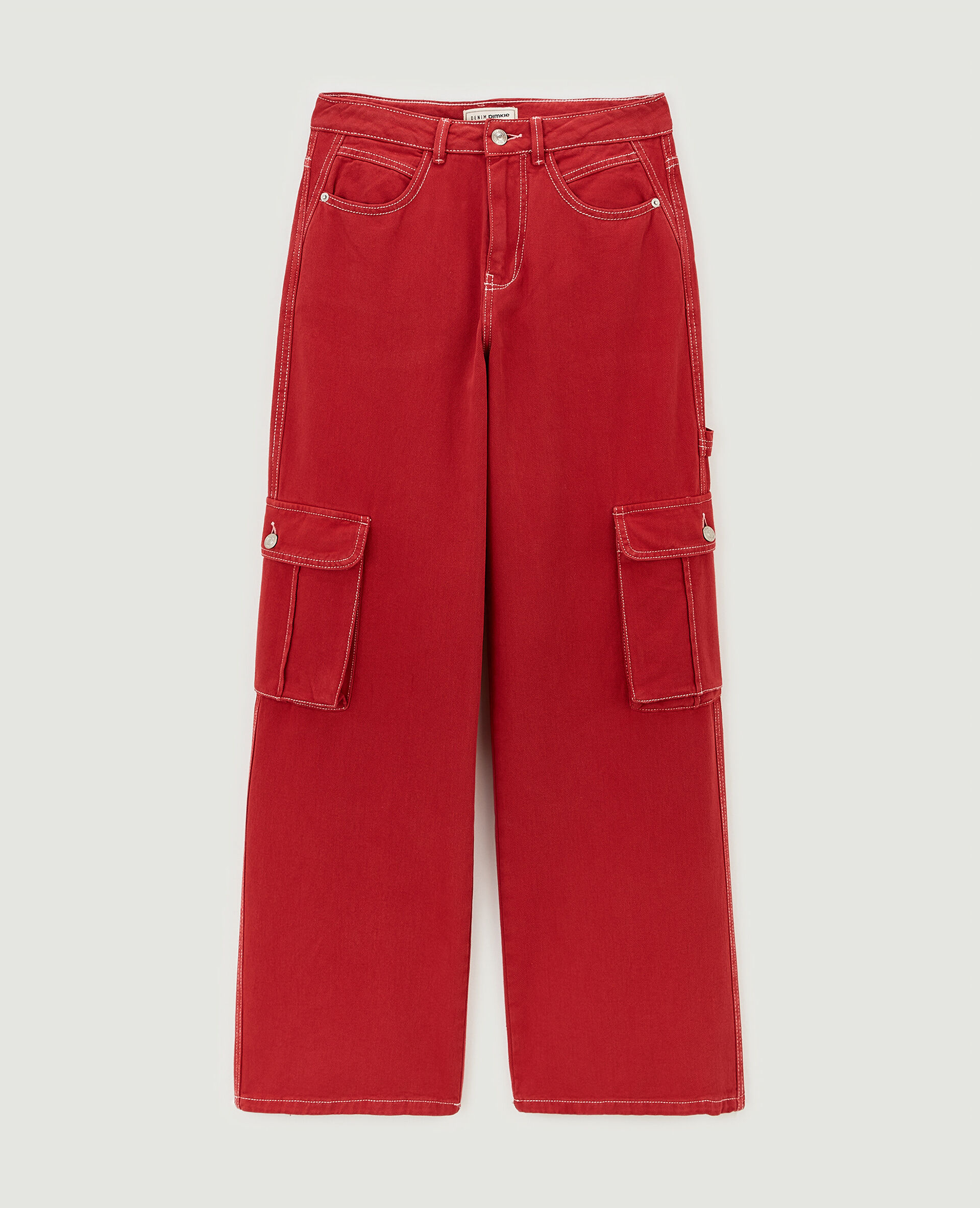 Pantalon cargo droit - Rouge