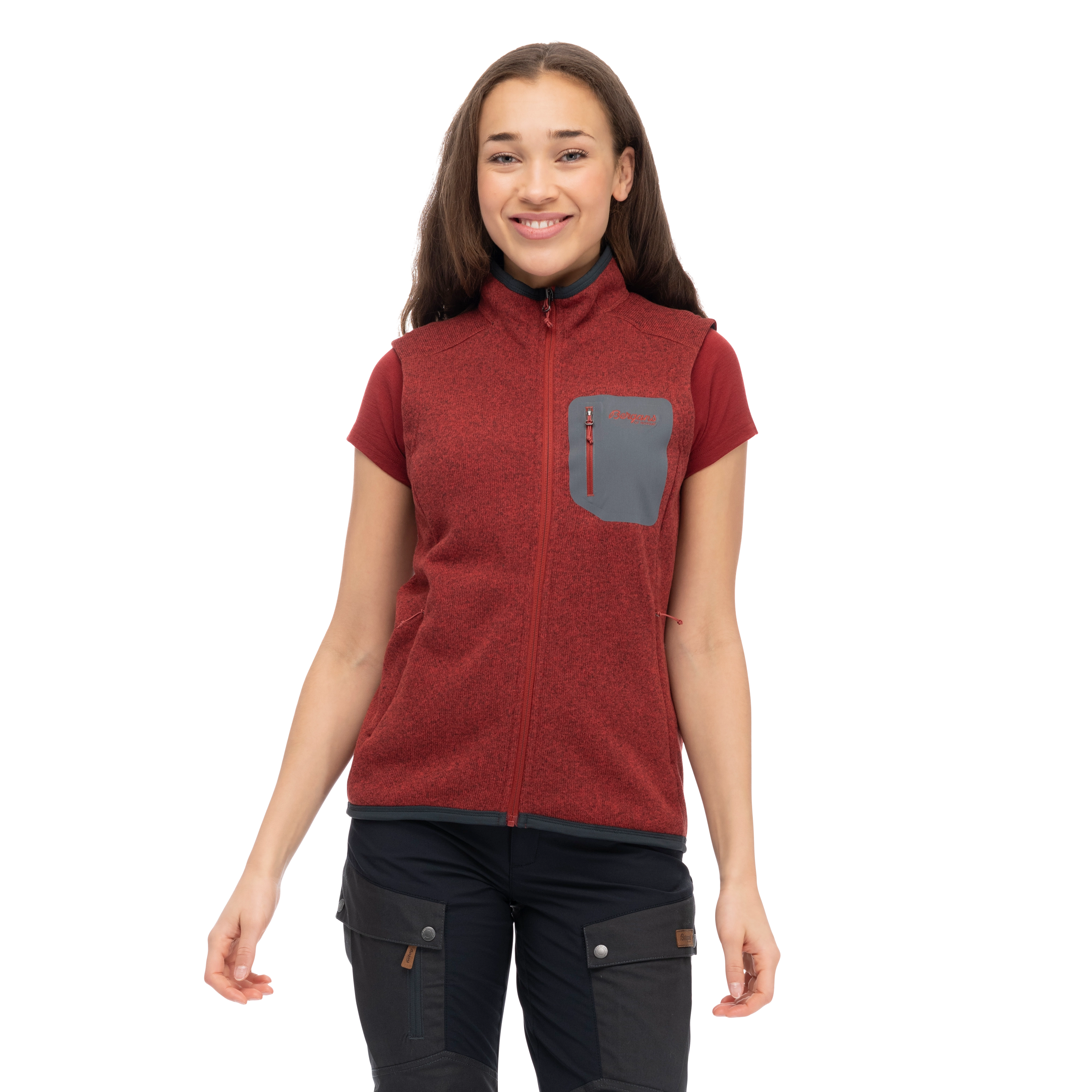 Kamphaug Knitted Vest Women Chianti Red