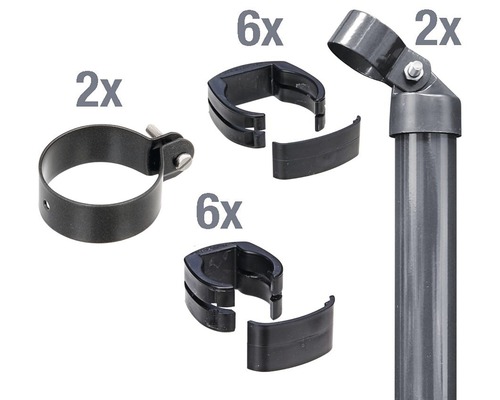 ALBERTS FixClip hekwerkaansluitset voor betonneren, 122 cm, antraciet