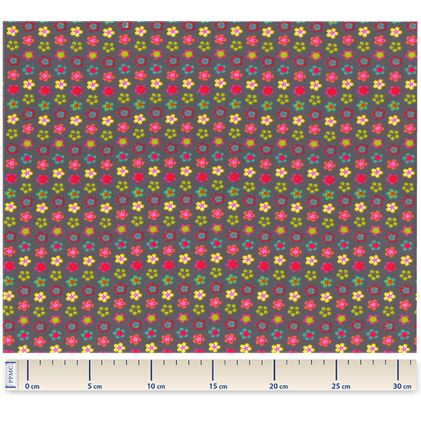 Tissu Jersey Multifleurs Gris