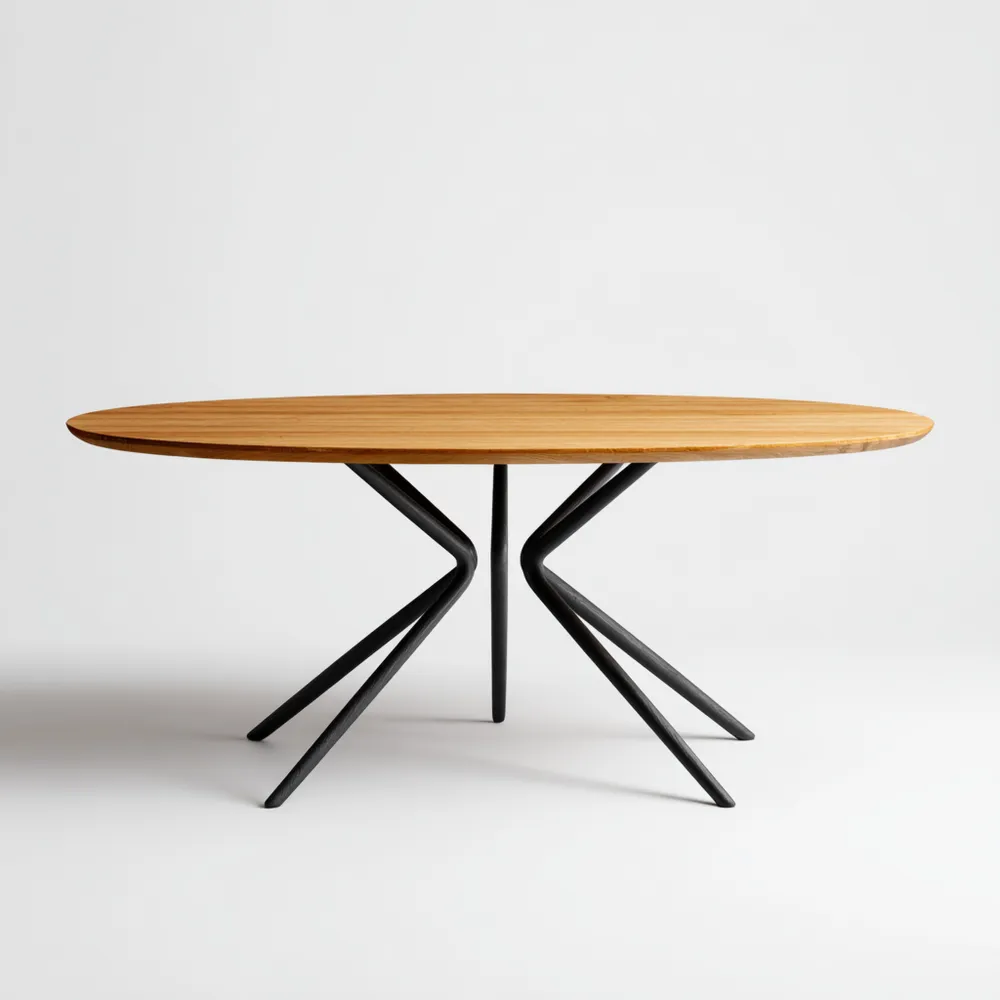 Moderner Esstisch aus Eiche-Massivholz 200x100x75 cm - Eiche/Schwarz