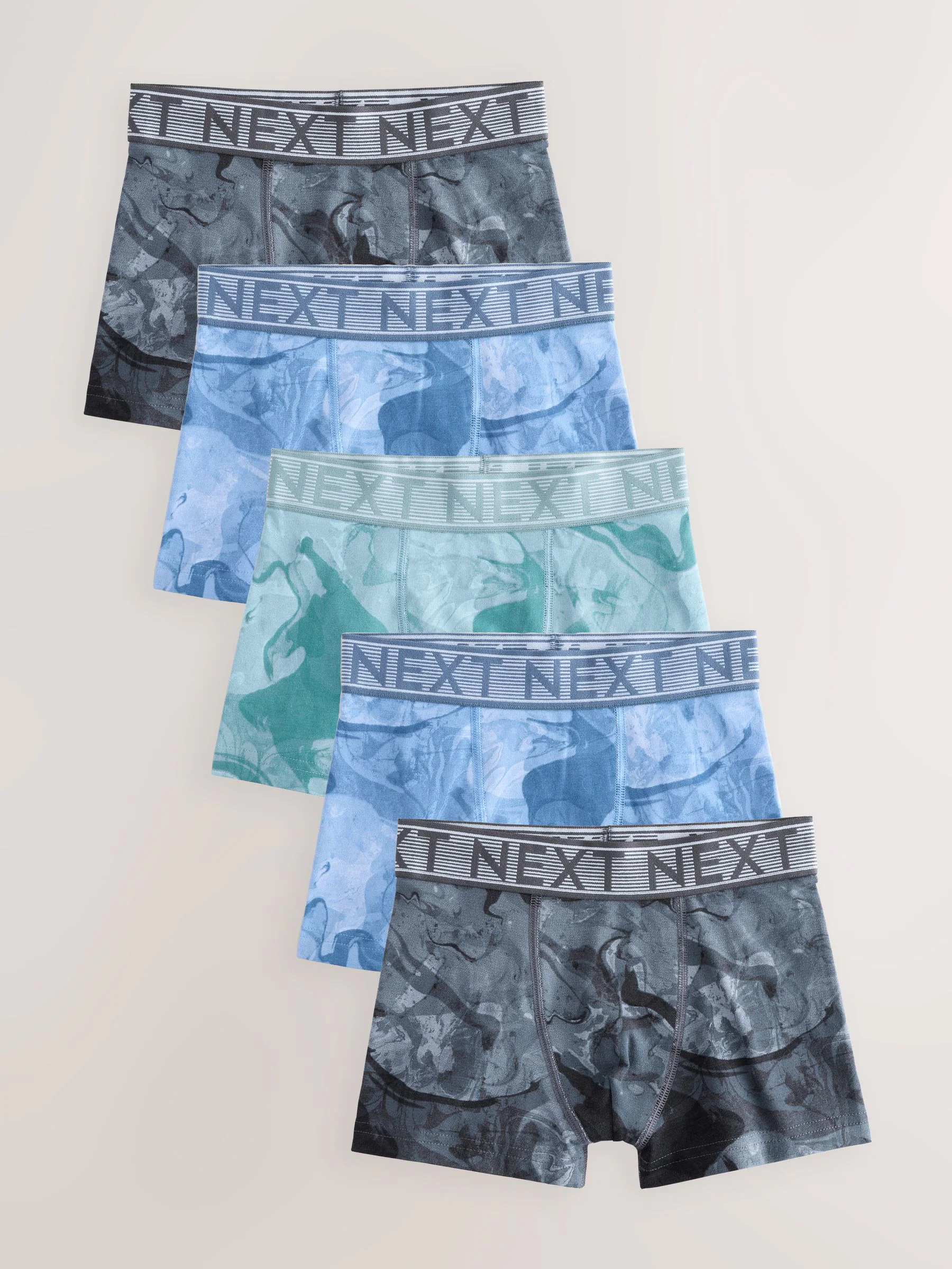 Blauwe marmerprint - Verpakking van 5 boxers (2-16jr)