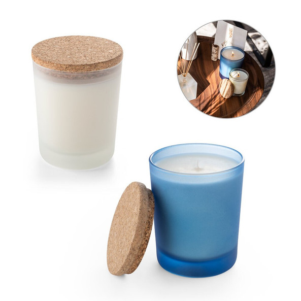 hi!dea 95075 - Bougie aromatique dans une coupe en verre avec couvercle en liège 180 g