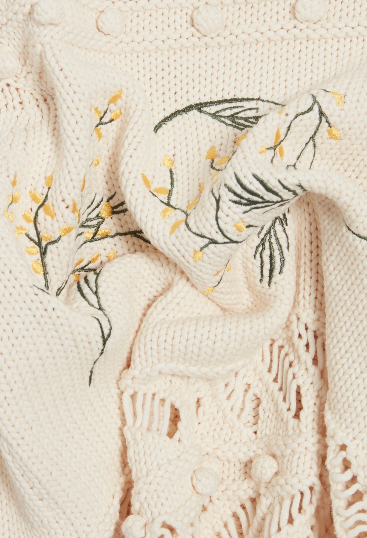 Pull maille broderies mimosa